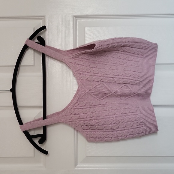 Pink Cable Knit Sweater and Crop Tank Top - Picture 4 of 4